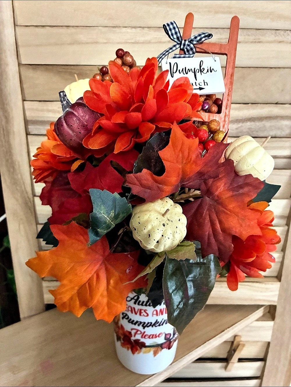 Autumn Pumpkin Faux Floral Arrangement
